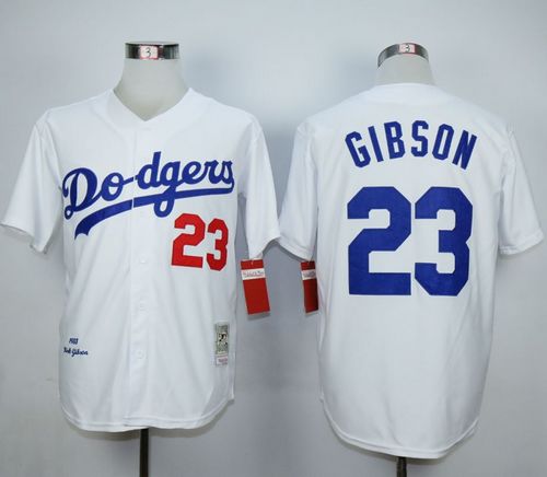 Mitchell and Ness Dodgers #23 Kirk Gibson White Throwback Baseball Jersey