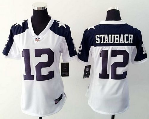 Youth Nike Cowboys #12 Roger Staubach White Thanksgiving Throwback NFL Jerseys