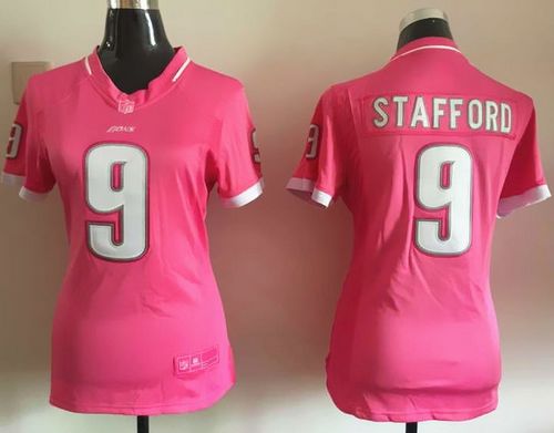 Women's Nike Lions #9 Matthew Stafford Pink Stitched NFL Jerseys