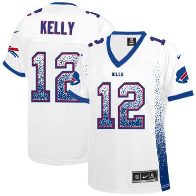 Women's Nike Bills #12 Jim Kelly White Stitched Drift Fashion NFL Jerseys