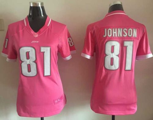 Women's Nike Lions #81 Calvin Johnson Pink Stitched NFL Jerseys