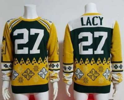 Nike Packers #27 Eddie Lacy Green Yellow Men's Ugly Sweater