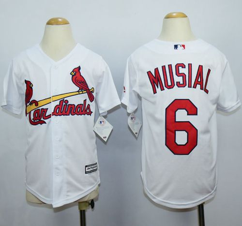 Youth Cardinals #6 Stan Musial White Cool Base Stitched Baseball Jerseys