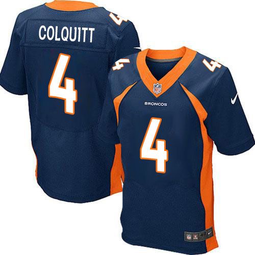 Nike Broncos #4 Britton Colquitt Navy Blue Alternate Men's Stitched NFL Elite Jersey