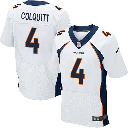 Nike Broncos #4 Britton Colquitt White Men's Stitched NFL Elite Jersey