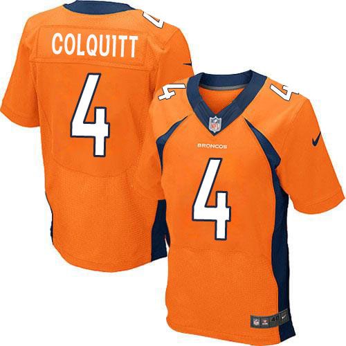 Nike Broncos #4 Britton Colquitt Orange Team Color Men's Stitched NFL Elite Jersey