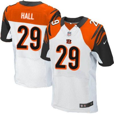 Nike Bengals #29 Leon Hall White Men's Stitched NFL Elite Jersey