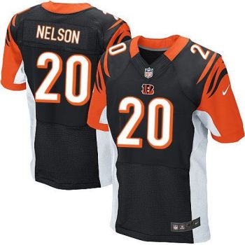 Nike Bengals #20 Reggie Nelson Black Team Color Men's NFL Elite Jersey