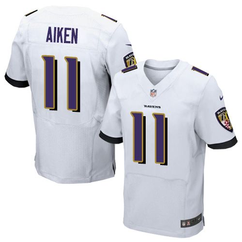 Nike Ravens #11 Kamar Aiken White Men's Stitched NFL Elite Jersey