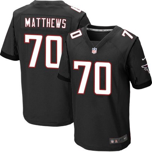 Nike Falcons #70 Jake Matthews Black Alternate Men's Stitched NFL Elite Jerseys