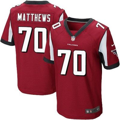 Nike Falcons #70 Jake Matthews Red Team Color Men's Stitched NFL Elite Jerseys