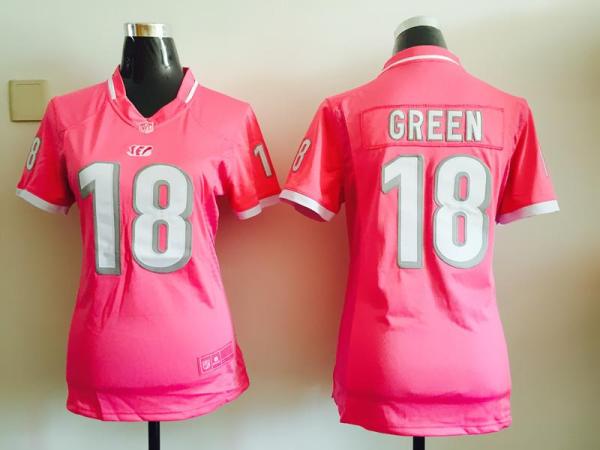 Women's Nike Bengals #18 A.J. Green 2015 Pink Bubble Gum NFL Jersey