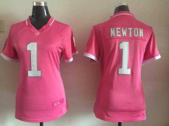Women's Nike Carolina Panthers #1 Cam Newton 2015 Pink Bubble Gum NFL Jersey