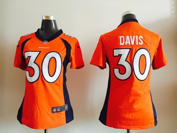Women Nike Broncos #30 Terrell Davis Orange Stitched NFL Jersey
