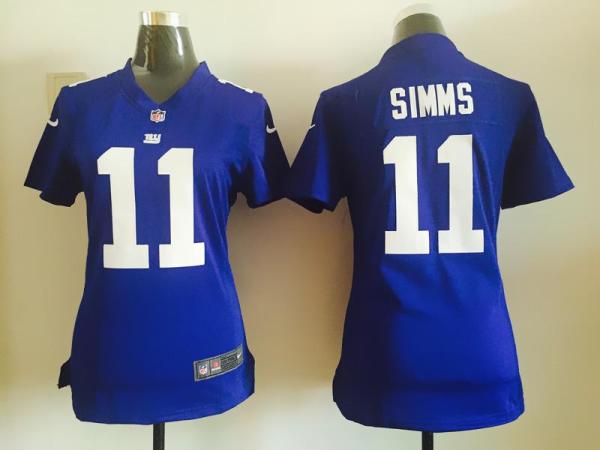 Women Nike New York Giants 11 Phil Simms Royal Blue Stitched NFL Jersey