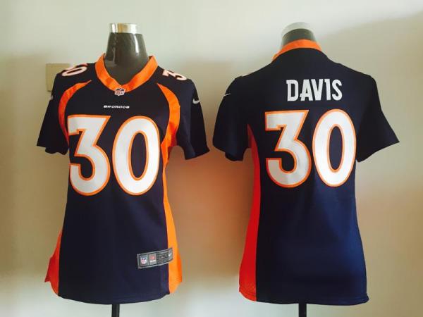 Women Nike Broncos #30 Terrell Davis Navy Blue Stitched NFL Jersey