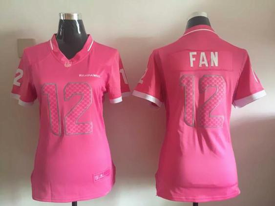 Women's Nike Seahawks #12 Fan 2015 Pink Bubble Gum NFL Jersey