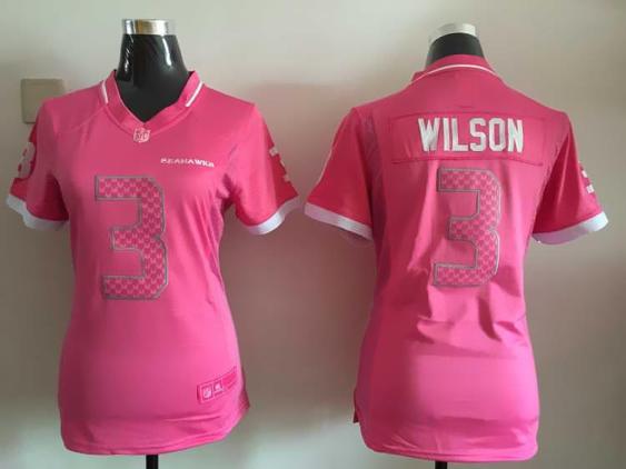 Women's Nike Seahawks #3 Russell Wilson 2015 Pink Bubble Gum NFL Jersey
