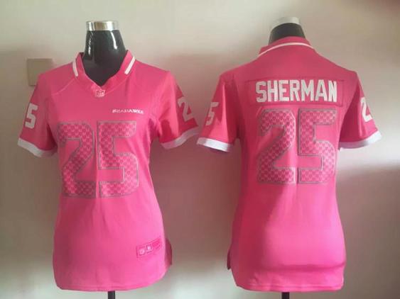 Women's Nike Seahawks #25 Richard Sherman 2015 Pink Bubble Gum NFL Jersey