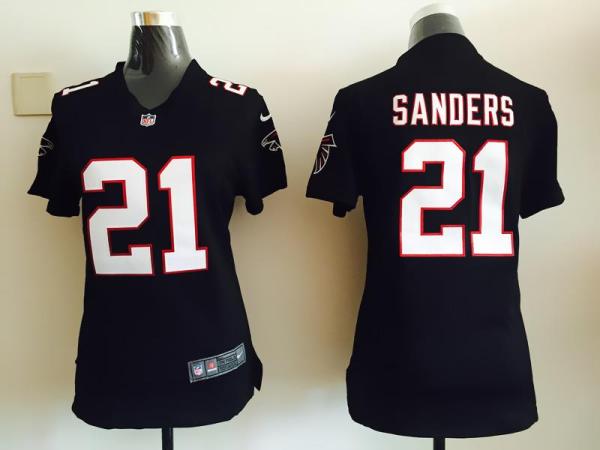 Women Nike Atlanta Falcons 21 Deion Sanders Black Stitched NFL Jersey