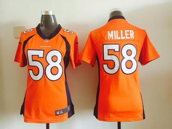 Women Nike Denver Broncos #58 Von Miller Orange Stitched NFL Jersey