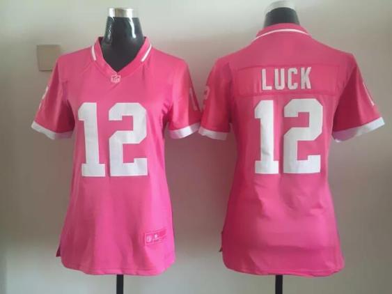 Women's Nike Indianapolis Colts #12 Andrew Luck 2015 Pink Bubble Gum NFL Jersey