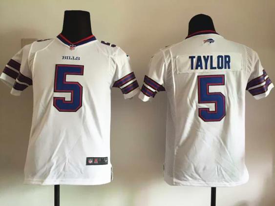 Youth Nike Bills #5 Tyrod Taylor White Stitched NFL Jersey