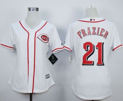 Women's Reds #21 Todd Frazier White Road Stitched Baseball Jersey