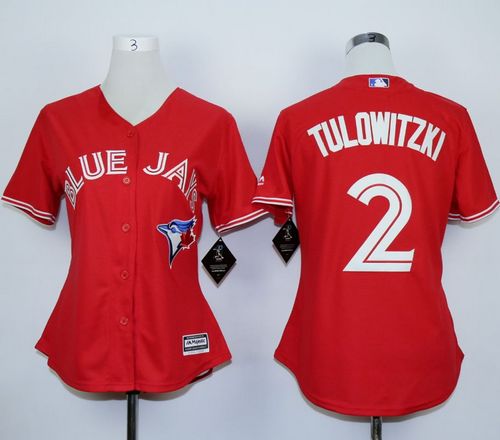 Women's Blue Jays #2 Troy Tulowitzki Red Canada Day Stitched Baseball Jersey