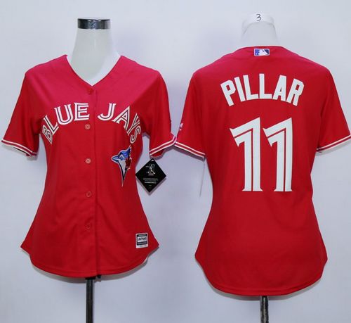 Women's Blue Jays #11 Kevin Pillar Red Canada Day Stitched Baseball Jersey
