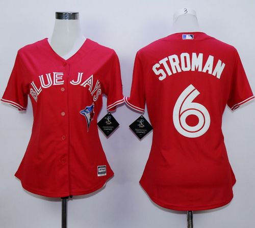 Women's Blue Jays #6 Marcus Stroman Red Canada Day Stitched Baseball Jersey