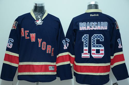 Rangers #16 Derick Brassard Navy Blue USA Flag Fashion Stitched NHL Jerseys