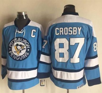 Penguins #87 Sidney Crosby Blue Alternate CCM Throwback NHL Jerseys