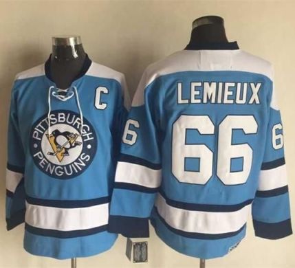 Penguins #66 Mario Lemieux Blue Alternate CCM Throwback NHL Jerseys