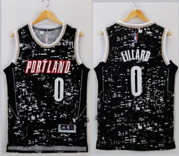 Blazers #0 Damian Lillard Black City Light Stitched NBA Jersey