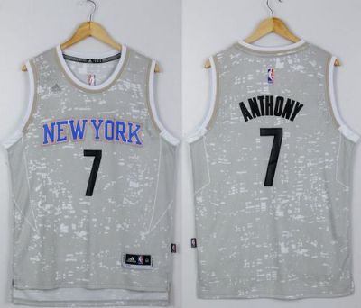 Knicks #7 Carmelo Anthony Grey City Light Stitched NBA Jersey