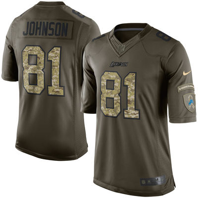 Nike Detroit Lions #81 Calvin Johnson Green Salute To Service Limited NFL Jersey