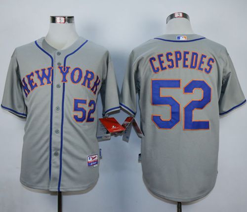 Mets #52 Yoenis Cespedes Grey Road Cool Base Stitched Baseball Jersey