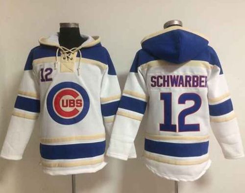 Chicago Cubs #12 Kyle Schwarber White Sawyer Hooded Sweatshirt MLB Hoodie