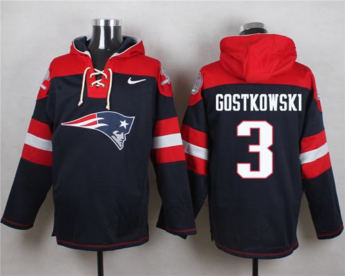Nike New England Patriots #3 Stephen Gostkowski Navy Blue Player Pullover NFL Hoodie