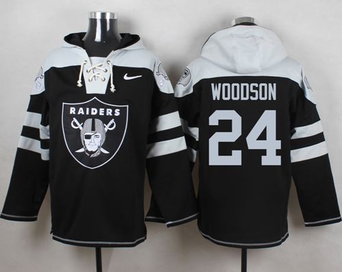 Nike Oakland Raiders #24 Charles Woodson Black Player Pullover NFL Hoodie