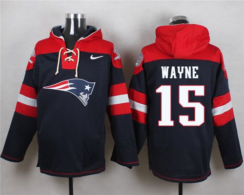 Nike New England Patriots #15 Reggie Wayne Navy Blue Player Pullover NFL Hoodie