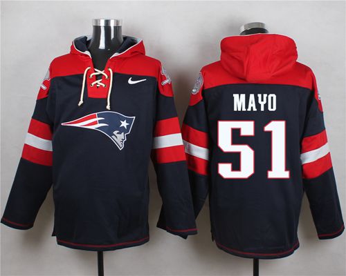 Nike New England Patriots #51 Jerod Mayo Navy Blue Player Pullover NFL Hoodie