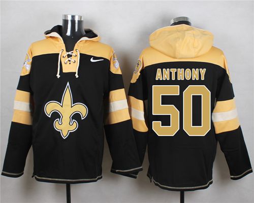 Nike New Orleans Saints #50 Stephone Anthony Black Player Pullover NFL Hoodie