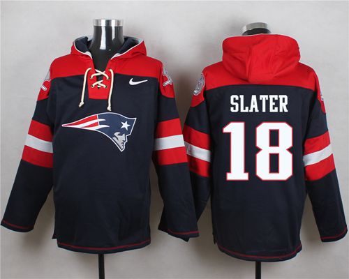 Nike New England Patriots #18 Matt Slater Navy Blue Player Pullover NFL Hoodie