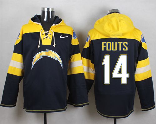 Nike San Diego Chargers #14 Dan Fouts Navy Blue Player Pullover NFL Hoodie