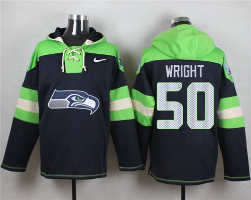 Nike Seattle Seahawks #50 K.J. Wright Steel Blue Player Pullover NFL Hoodie