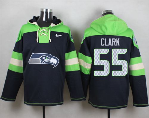Nike Seattle Seahawks #55 Frank Clark Steel Blue Player Pullover NFL Hoodie
