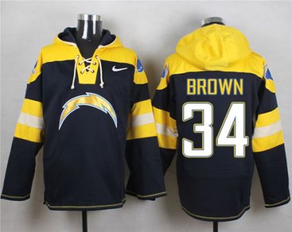 Nike San Diego Chargers #34 Donald Brown Navy Blue Player Pullover NFL Hoodie