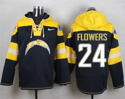 Nike San Diego Chargers #24 Brandon Flowers Navy Blue Player Pullover NFL Hoodie